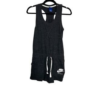Nike Women’s XS Romper Jumpsuit Black Sleeveless Drawstring Just Do It Logo